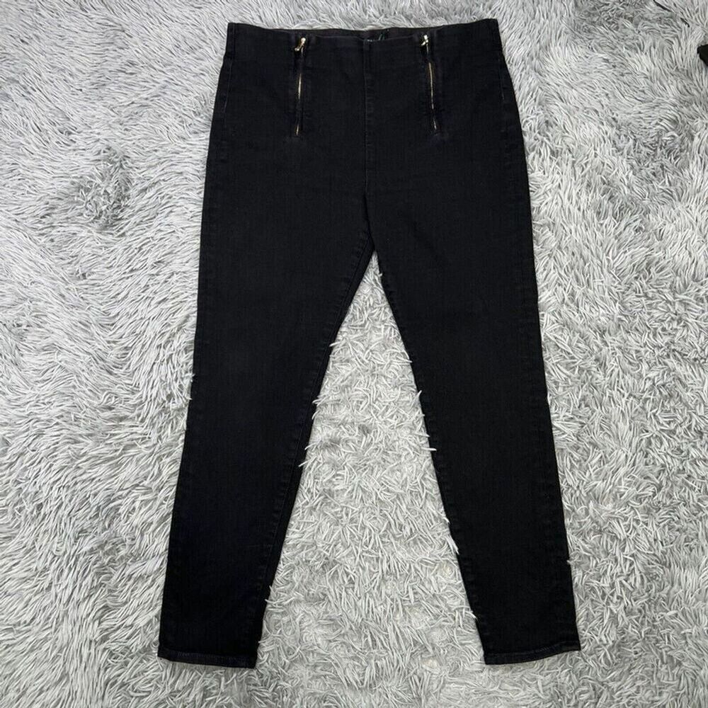 Lauren Ralph Lauren Skinny Stretch Knit Pants Sz 14 Black Pull On Elastic Waist